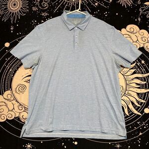 Vineyard Vines Sankaty Polo Shirt Men's 2XL Gray Polyester Striped Performance